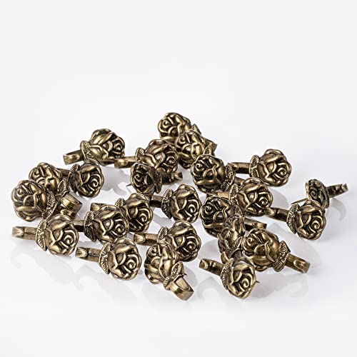 Image of 15 Pack Rose Shape Push Pin Hooks Picture Hangers for Hanging Or Holding Down Charts,Banners,Calendars,Posters,Picture,Photo Frame,Keys (Bronze)