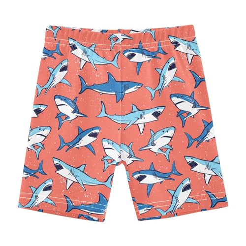 JHKKU Girls Shark Shorts Cotton Cartwheel Bike Kids Biker Under Dress Dance Short Girl Clothes 10Y