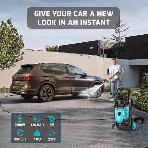Image of KP-40 High Pressure Washer for Car & Bike | 2000W Copper Motor, 180 Bar, 8M Hose, Foam Bottle & Accessories | Portable Electric Pressure Washer for Home & Patio Cleaning