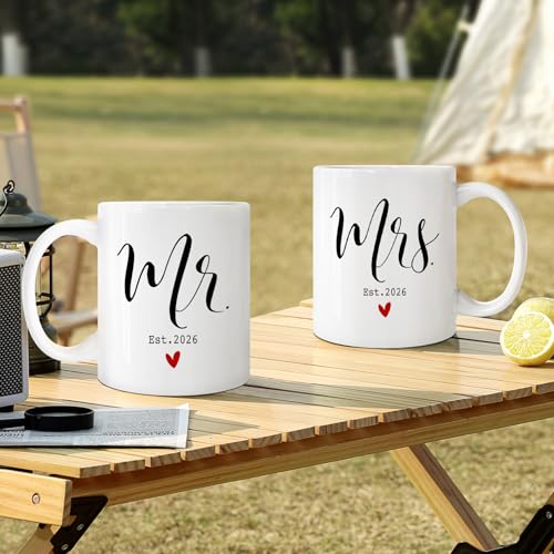 Set de 2 mugs de cerámica para pareja Mr and Mrs miniatura 2