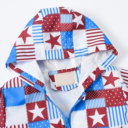 Toddler Boys Girls Dinosaur Print Zip Jacket Hooded Trench Lightweight Kids Coats Windbreaker (Sky Blue, 5-6 Years)3