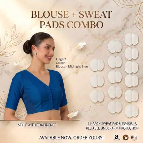 Image of Studio Shringaar Women's Cotton Stretchable (Smocked) Readymade Saree Blouse