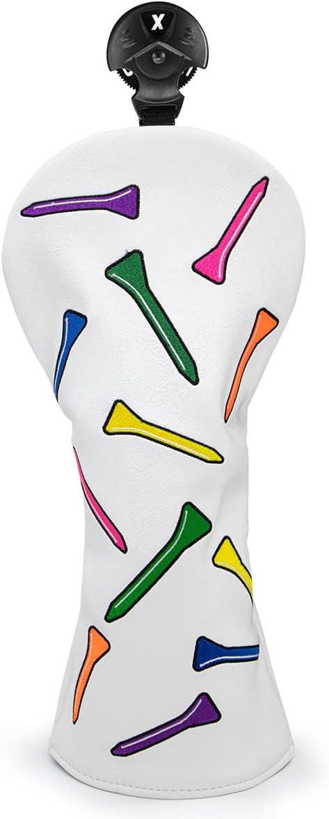 barudan golfFairway Wood Head Cover Headcover, Colorful Tees Golf Fairway Cover Interchangeable # 3 4 5 7 X Fairway Head Cover Golf Protective Case