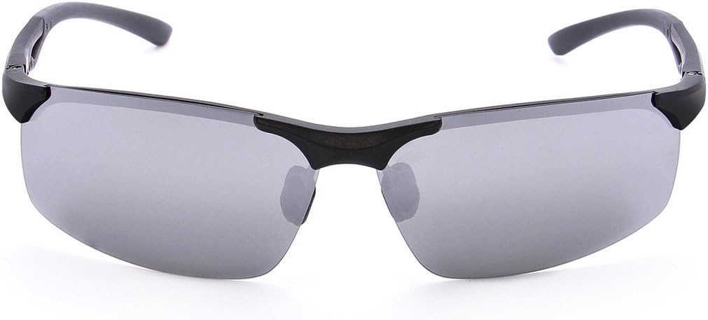 LICHUN Half Frame Semi-Rimless Polarized Sunglasses for Men Metal Frame