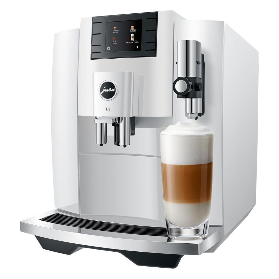 Jura E8 Automatic Espresso Machine (Piano White)