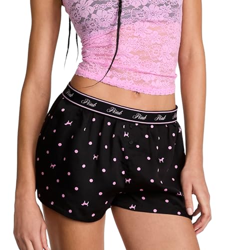 Victoria's Secret PINK Women's Boxy Pajama Shorts, Pink Dog Dot, XL - image 1