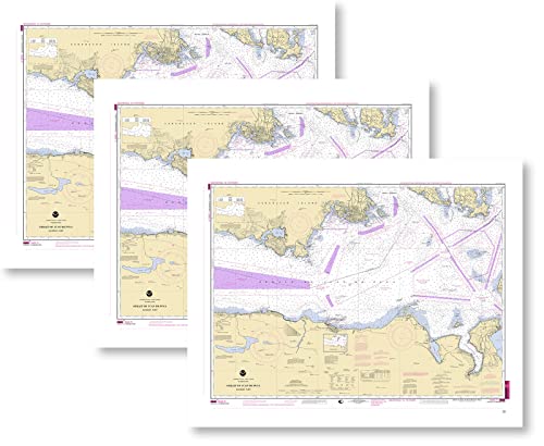 Paradise Cay Publications, Inc. NOAA Training Chart 18465 Straight of Juan De Fuca Eastern Part 3-Pack