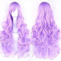 80 Cm Lange Lockige Perücke – Lila, Hitzebeständiges Synthetik-Haar, Für Cosplay, Lolita & Party