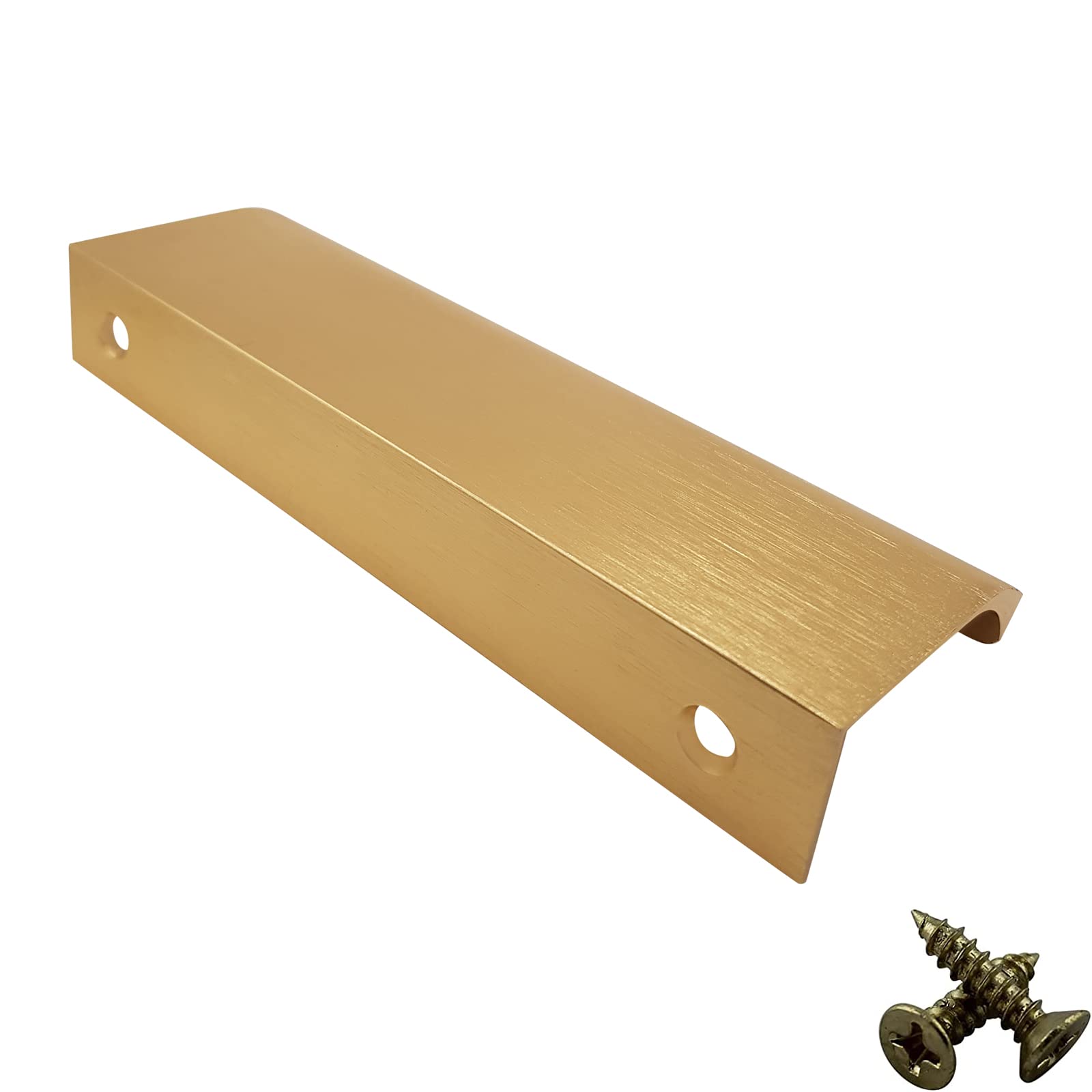 M4TEC Bar Kitchen Cabinet Door Handles Cupboards Drawers Bedroom Furniture Concealed Finger Edge Pull Handle for Wardrobe & Bedroom Cabinet Hardware Brushed Brass. VD3 Series: 96 mm Pack of 10 - Image 3