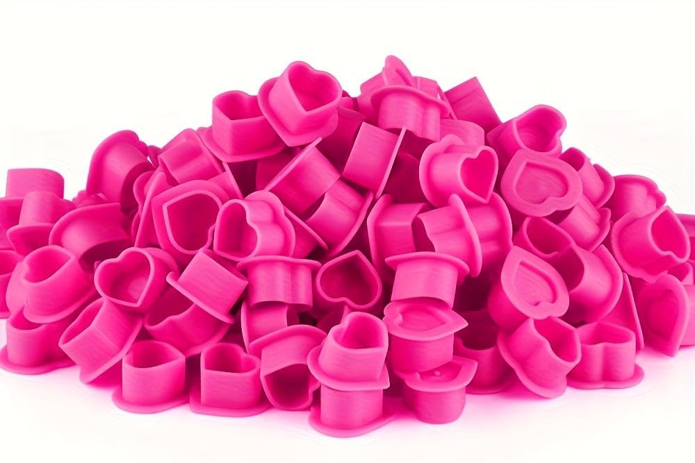Silicone Heart Shape Ink Cups for PMU & Tattoo Artists | Soft Flexible Pigment Cups for Microblading, Permanent Makeup & Tattoo Ink | Disposable, Non-Slip, Skin Safe | Pink (Pack of 20)-image-41
