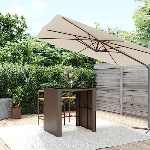 KCCKOM Bar Table with Glass Top Brown 41.3