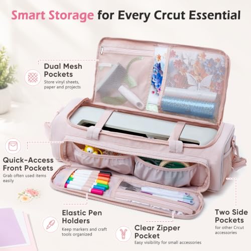 Image of AMOIGEE Puff Carrying Case for Cricut Explore 5, Quilted Storage Bag for Die-Cutting Machine, Travel Craft Tote with Pockets for Vinyl, Tools, Mats and Cricut Accessories and Suppliers