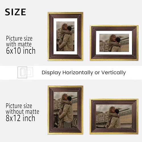 Image of Art Street Luxury Photo Frame for living room, Modern Step Design Photo Frames for Photograph, Art Work, Kids Room Set of 9 (8x12 Inch, Gold)