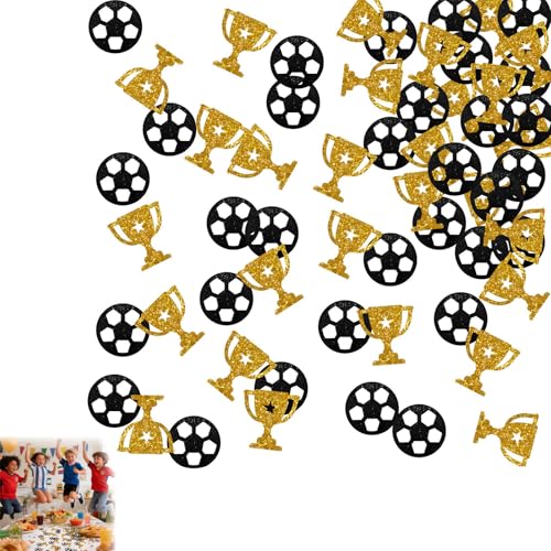 JOVYTH 100 Confettis Anniversaire Foot – Décoration Anniversaire Football, Confettis Thème Foot, Streudeko pour Fête Enfant, Décoration de Table, Anniversaire...