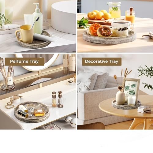 Bandeja decorativa de piedra travertino gris para organizar el baño y la mesita de noche 6