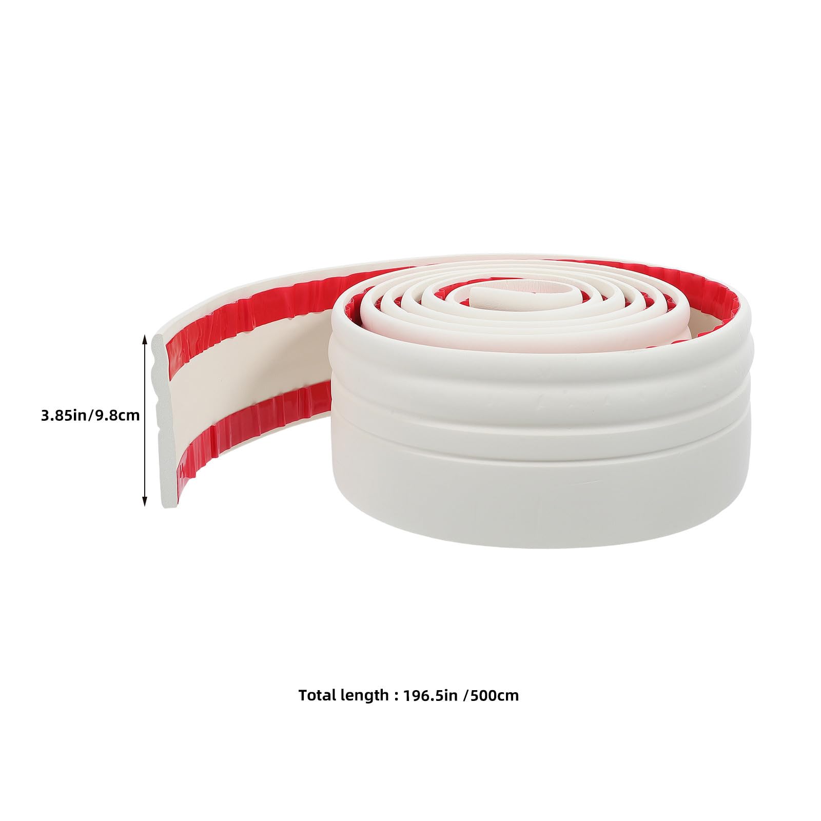 TEHAUX Rodapié Autoadhesivo Europeo de Pvc Blanco, 10cm, Antiimpacto