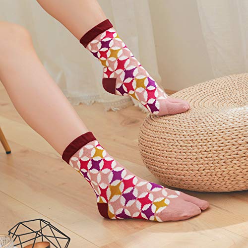 Image of Artfasion Women Flip Flop Socks - Tabi Ankle Sock Colorful Two Toe Finger Running Socks for Womens Girls