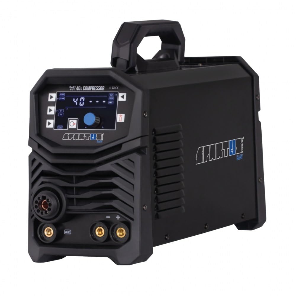 Spartus EasyCUT 40s Compressor - Taglierina al plasma inverter con compressore integrato e accensione pilota per un taglio preciso di metallo fino a 20 mm - 40 A potenza, 230 V