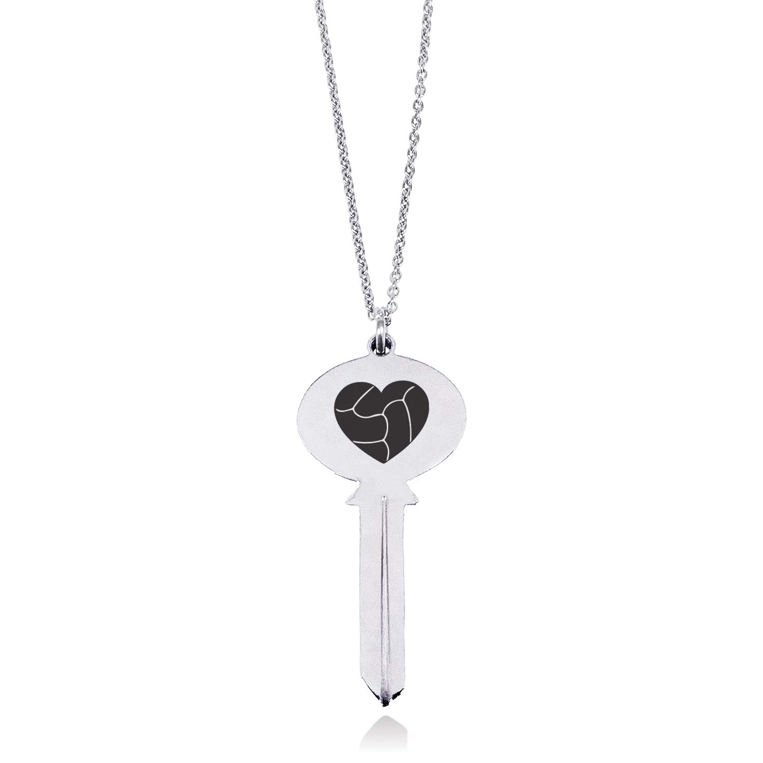 Tioneer Stainless Steel Love Volleyball Heart Oval Head Key Charm Pendant Necklace
