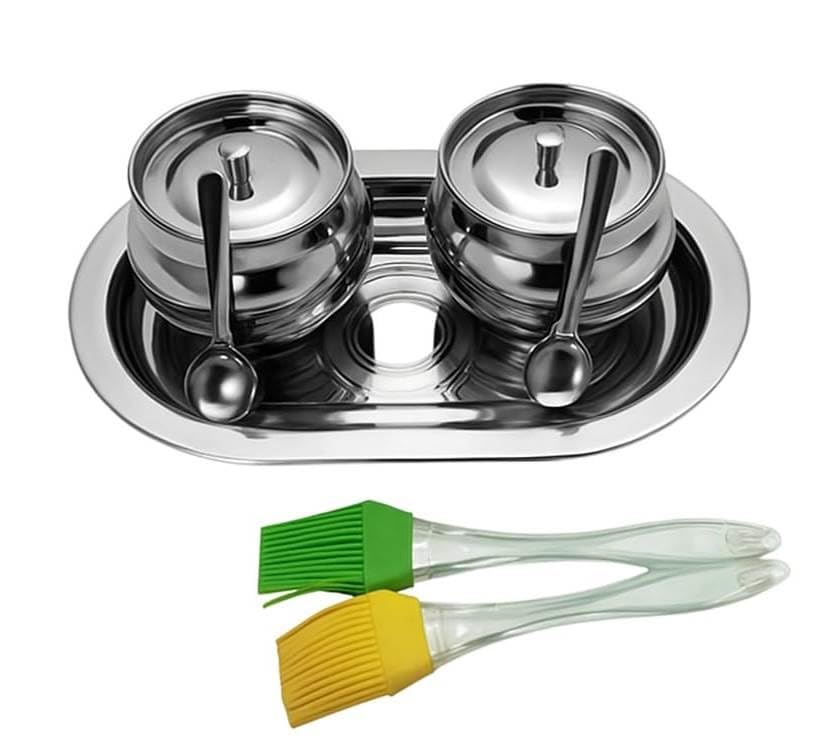 Stainless Steel Ghee Pot With Spoon, Lid,Tray, Silicon Brush And Spatula | Ghee Pot Tray Set, (Set Of 5 Accessories)-image-20