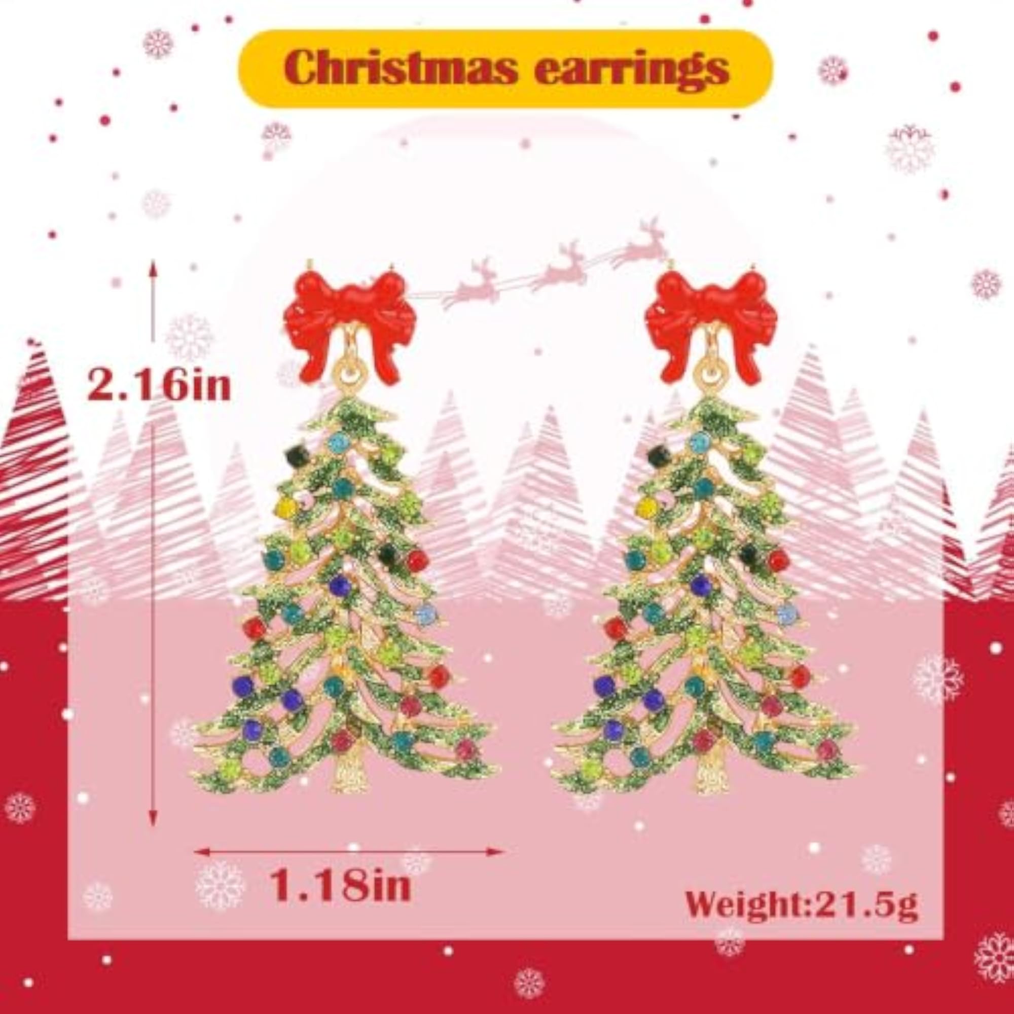 Cute Christmas Tree Dangle Earrings for Women