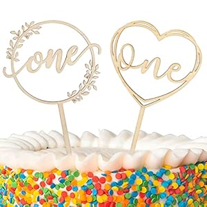 Catelves Hölzern Cake Topper 1. Geburtstag, Tortendeko 1. Geburtstag, Happy Birthday Tortendeko, Cupcake Toppers…