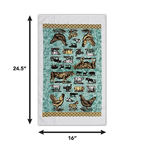 Oven Mitt And Potholder Kitchen Set | 3 Piece Vintage Farm Animals Kitchen Accessory | Perfect For Home And Professional Use | Hands Protection Waterproof Oven Glove, Potholder And Tea Towel #TOP4