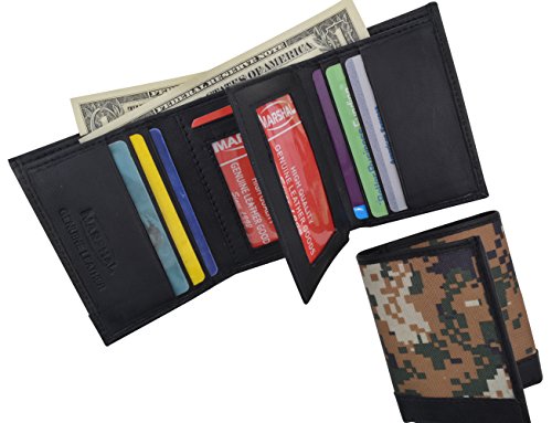 Marshal RFID Camouflage Blocking Men's Leather Camo Classic Trifold ID Card Holder Wallet