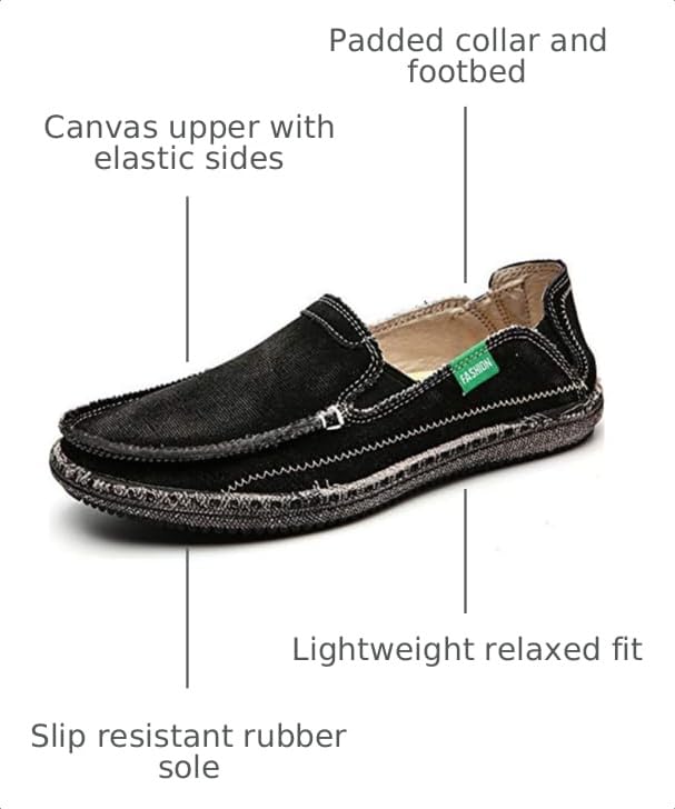 Image of CASMAG Men's Casual Cloth Shoes Canvas Slip on Loafers Vintage Boat Shoes