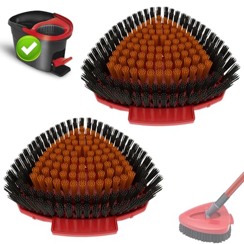 2 Unidades Bublador Spin fregona Cepillo de fregado Cabezal de Repuesto Compatible con Vileda Turbo mopa y cepillos de Suelo, Cepillo de Limpieza triángulo de cerdas duras para baño, Cocina, Piscina,