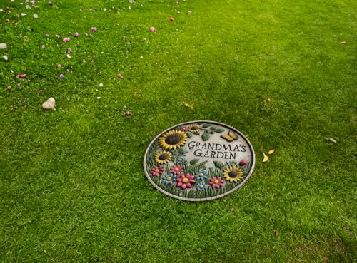 VEOJEIN Grandma\'s Garden Stepping Stone 9.45’ Durable Garden Décor with 3D Hand-Painted Sunflower Design – Gift for Grandma, Mom, Wife, Mother’s Day, Christmas, Birthdays