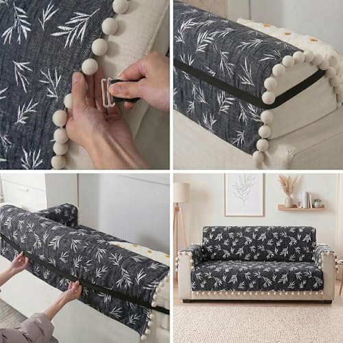 Image of Story@Home Chenille Sofa Cover 5 Seater Fully Covered | Sofa Cover 3 1 1 Seater Full Set - Sofa Mat with Sofa Back Covers and ArmRest Covers | Specially for 3+1+1 Configuration - Multi Color