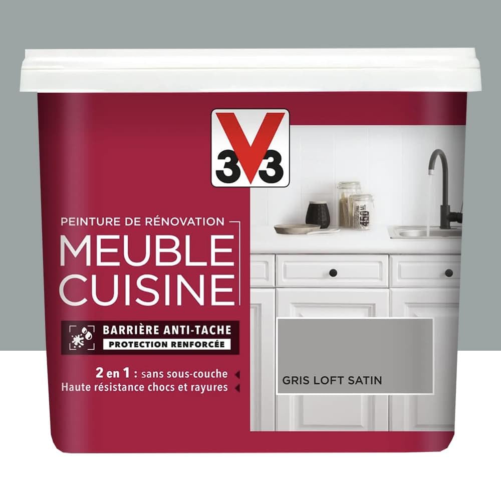 V33 Peinture De Rénovation Meuble De Cuisine Gris Loft 0,75 L