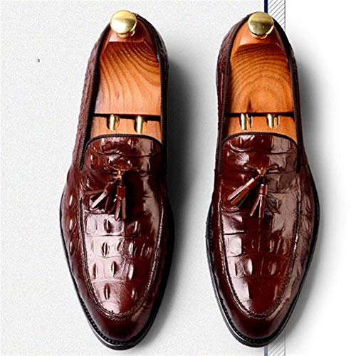 Burnished Crocodile Oxford for Men Formal Shoes Slip On Tassels Round Toe Block Heel Solid Color Casual Business Low Top3
