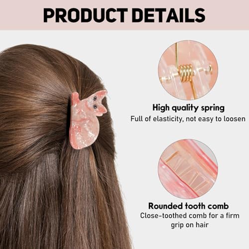 Pinza para cabello con diseño de gato rosa nude miniatura 3