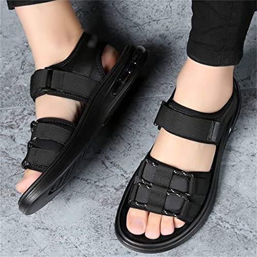 Casual Men Sandals Mens Flat Sandles Genuine Leather Outdoor Breathable Comfort Slip On Sandalias Hombre Adjustable(41)3