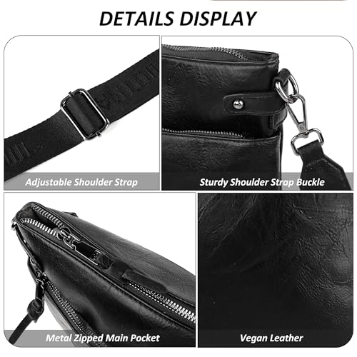 Image of TANTOMI Crossbody Bags for Women, PU Leather Hobo Purse Shoulder Handbags | Adjustable Wide Strap, Multi Pockets, Roomy, Lightweight, Versatile for Everyday or Travel