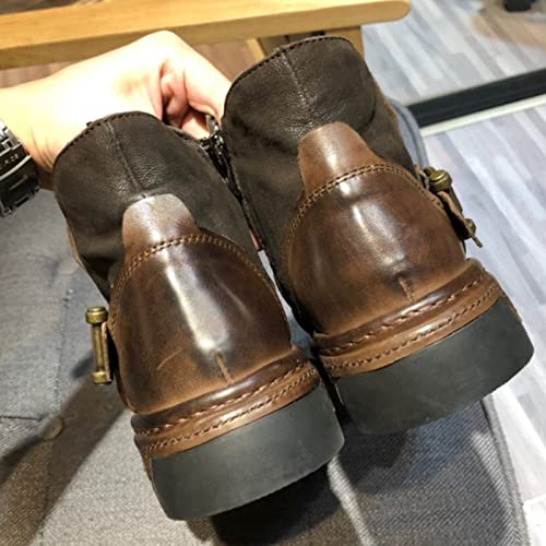 Men's Motorcycle Boots Vintage Round Head Cowboy Short Boots Horse Boots Western Belt Buckle Cowboy Boots2