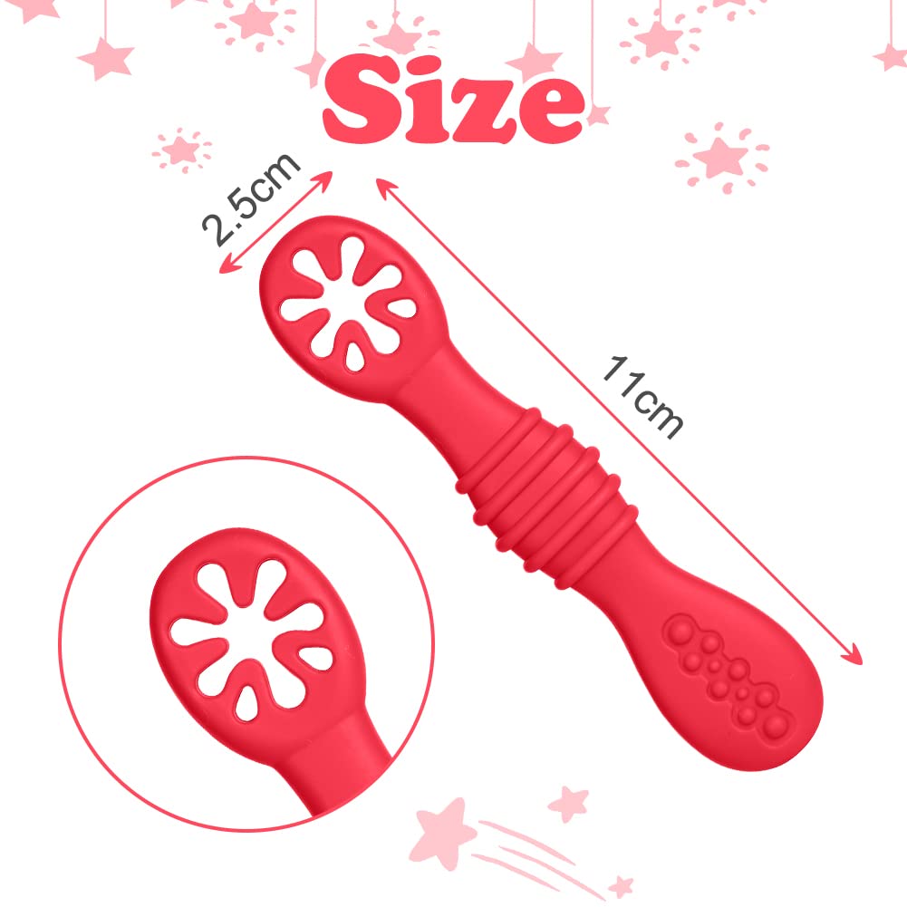 Vicloon Silicone Baby Fork Set, 4Pcs Baby Weaning Fork Self Feeding Utensil Easy Grip Soft Baby Spoon - Image 2