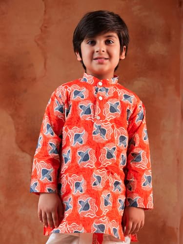Image of AJ DEZINES Kids Ethnic Wear Pure Cotton Dhoti Kurta Set For Boys