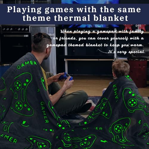 Image of Gamer Gifts for Teens Gaming Blanket, Birthday Graduation Gifts for Boys Boyfriend, Kids Glow in The Dark Blanket Soft, Video Game Room Decor 40 inchx60 inch