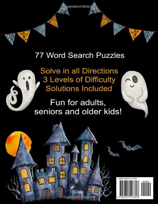 Image of Halloween Adult Word Search Puzzles Large Print: A Frightfully Relaxing Collection of Spooky Brain Teasing Puzzles with Three Levels of Word Find Fun for Adults, Seniors and Teens