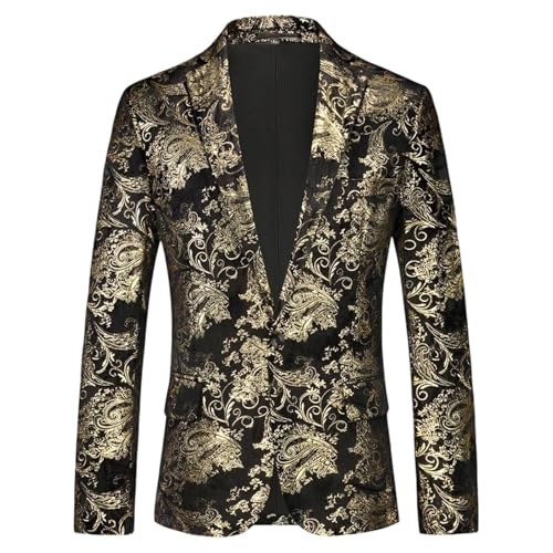 Men's Floral Suit Jacket Paisley Dress Blazer One Button Formal Tuxedo Jackets for Disco Party, Prom, Dinner