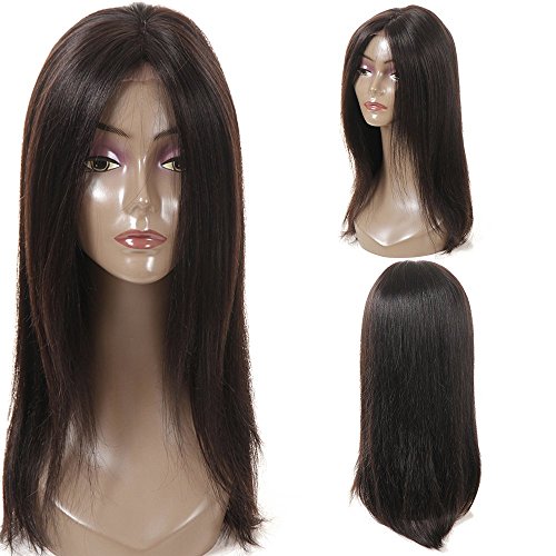 Perruques Cheveux Vierges Brésiliens Humains Lisses Lace Wig pour Femme Afro-américaine Tête Complète Perruque Densité de 150% Couleur Naturelle 40,6 cm Cover