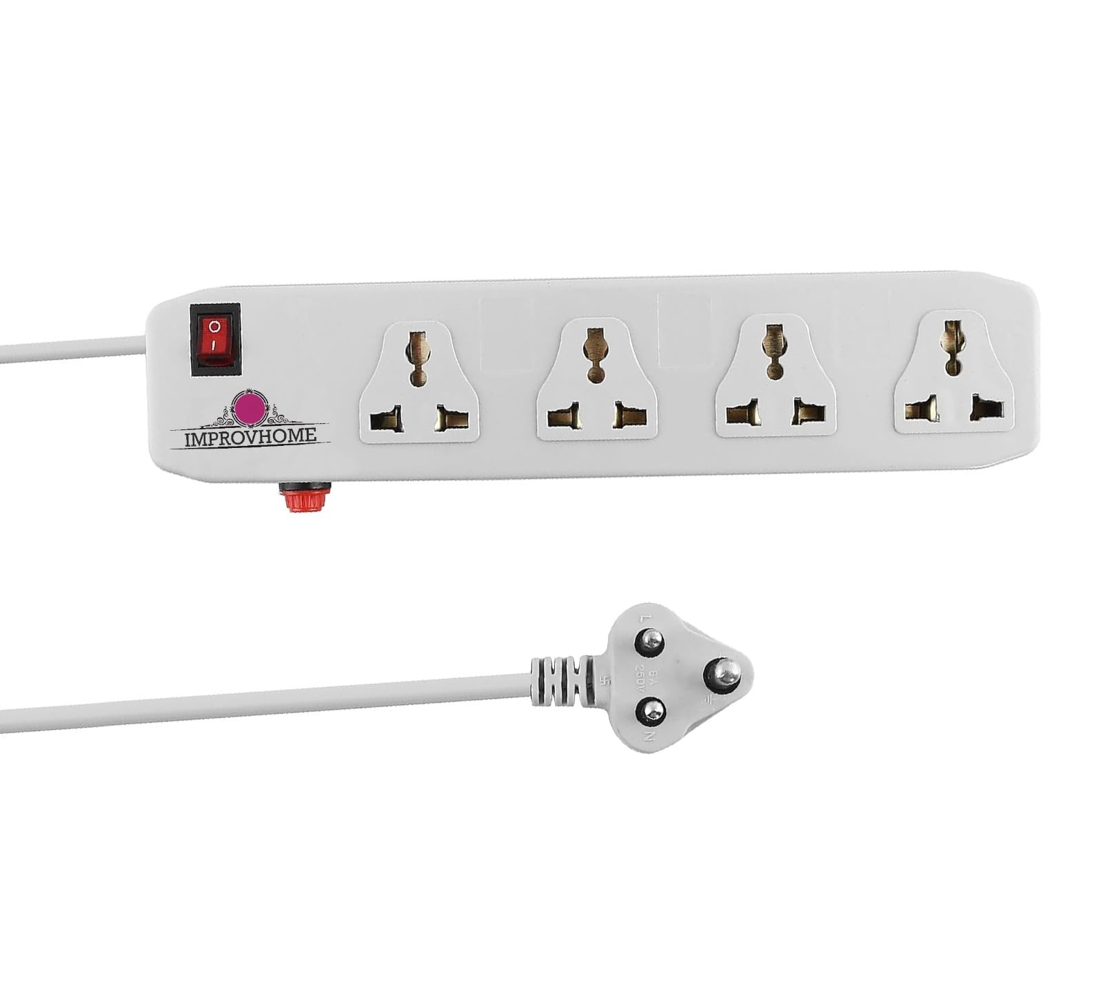 Improvhome 4+1 Extension Board/Cord,Power Strip,4 Universal Sockets 1 Switch with Indicator,Safety Fuse,Upto 10 Amp with 15 feet/4.5 M Cable (4 Socket+1 Switch)-image-24