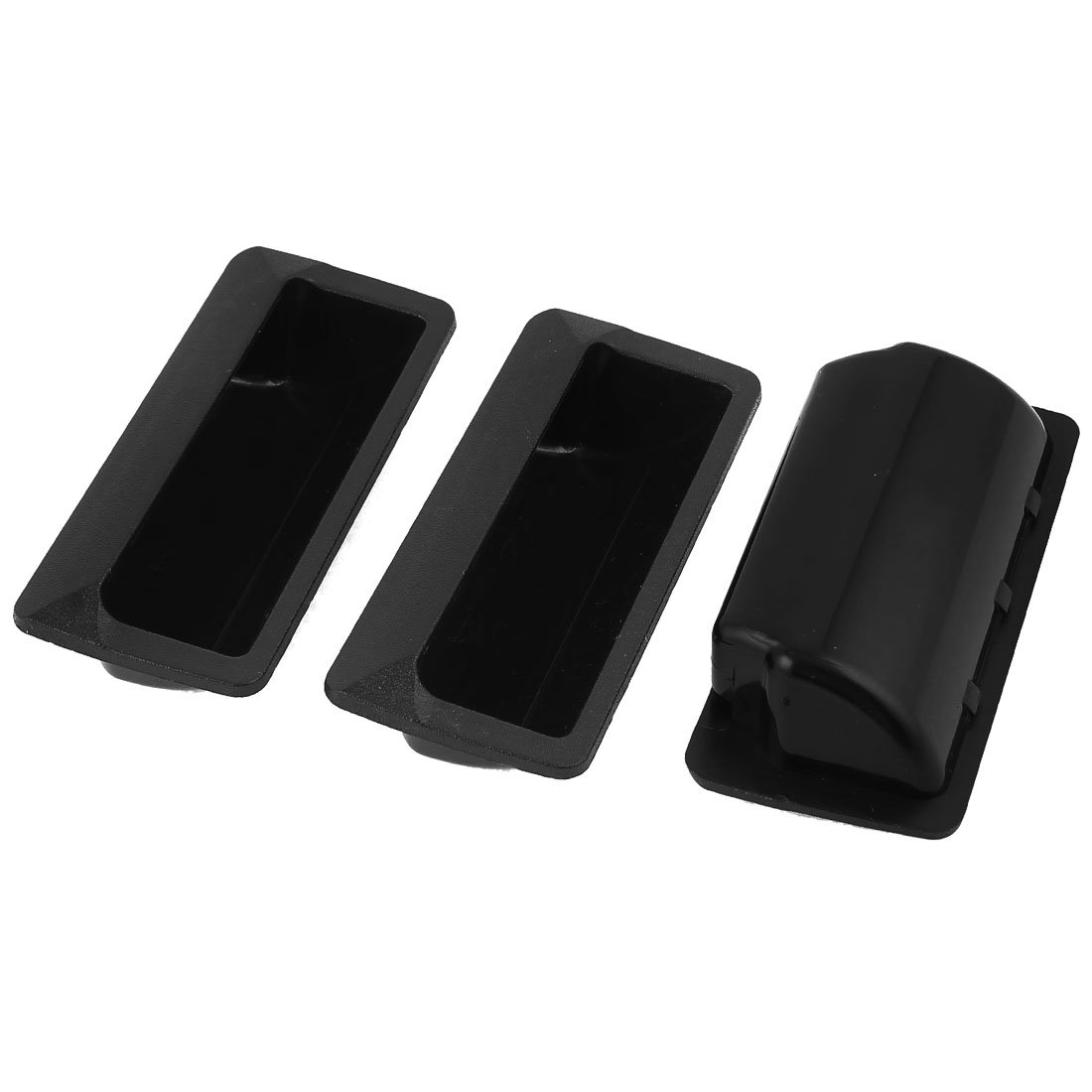 POTUBI 108mmx50mm Plastic Rectangle Cabinet Door Flush Recessed Pull Handle 3PCS Black
