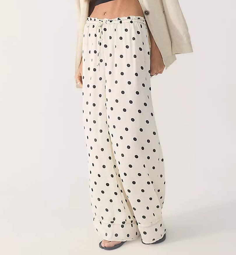 Image of Women Floral Satin Pajamas Long Sleeve Button Shirt Silk Wide Leg Pants Set