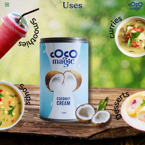 Image of Cocomagic Coconut Cream (400 Ml) [ Rich & Creamy Texture with No Added Artificial | Made in India ] Natural unsweetened Used For Cooking & Baking Purposes