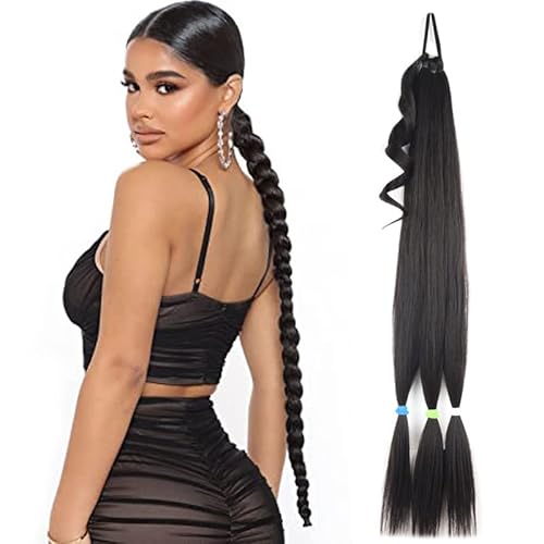 Extensión larga de coleta trenzada, extensiones de pelo sintético natural, extensiones de pelo, coleta, manualidades, natural, 80 cm de longitud Cover