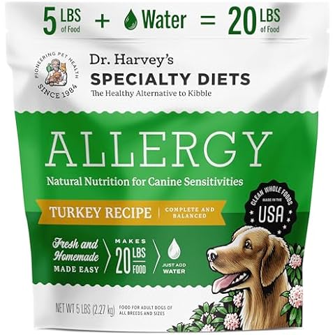 Dr. Harvey's Specialty Diet Allergy Turkey Recipe, Human Grade Dog Food for Dogs with Sensitivities and Allergies (5 Pounds) Cover